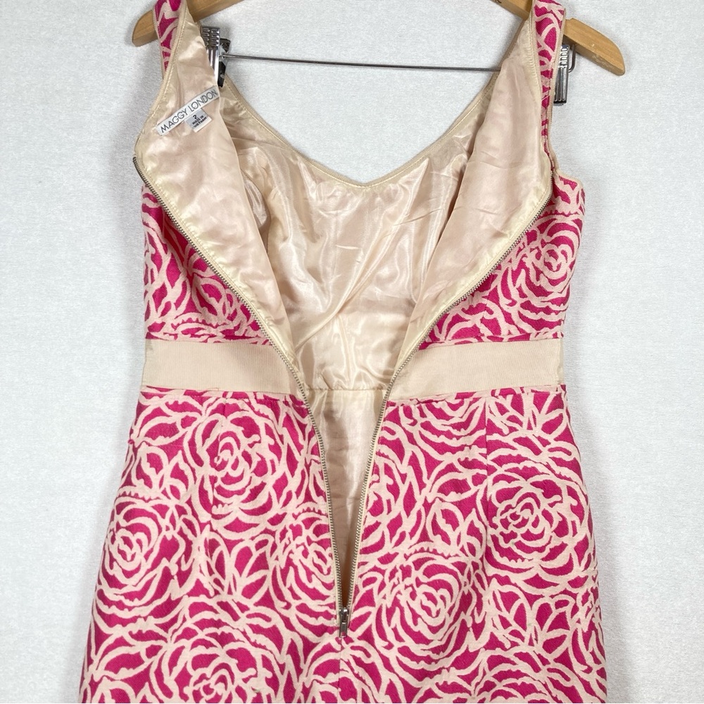 Maggy London Women’s Sheath Dress V-Neck Sleeveless Pink White Back Zipper Sz 2 - Picture 6 of 12